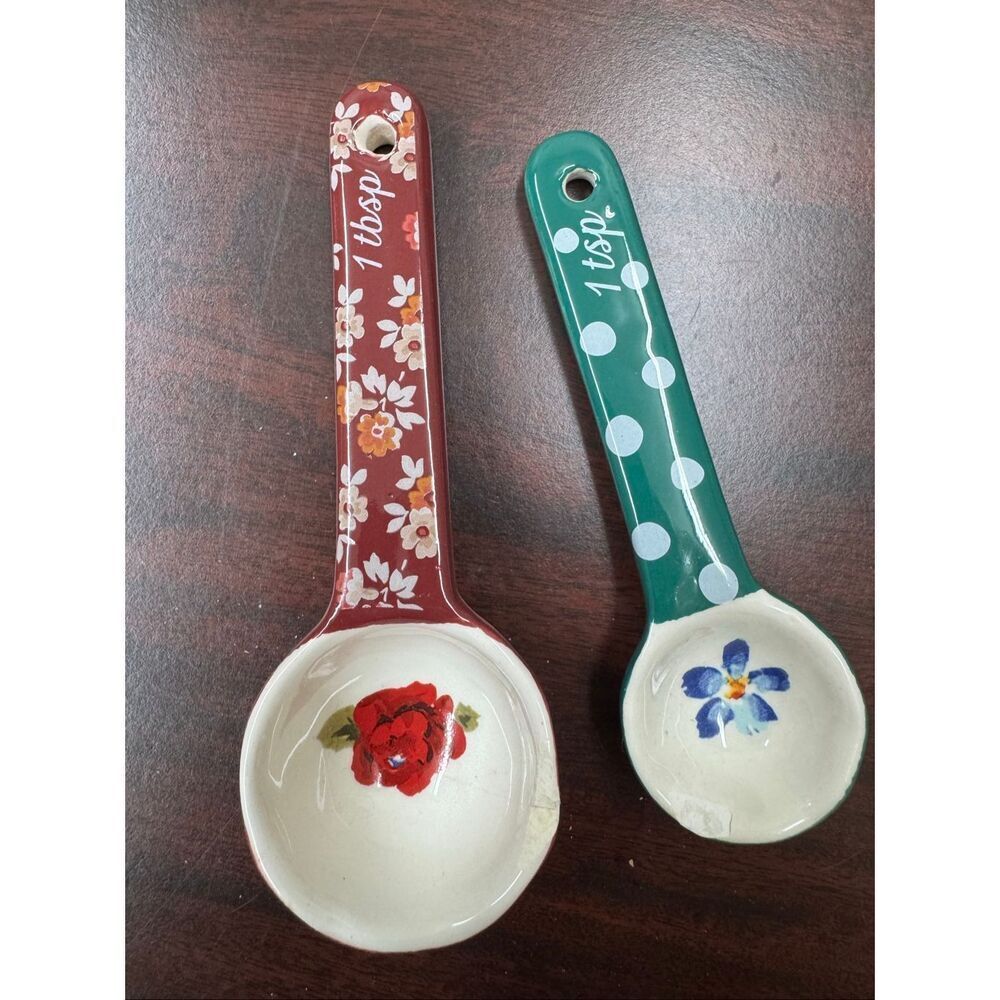 Pioneer Woman Ceramic Measuring Spoons- 1 Tbsp and 1 Tsp